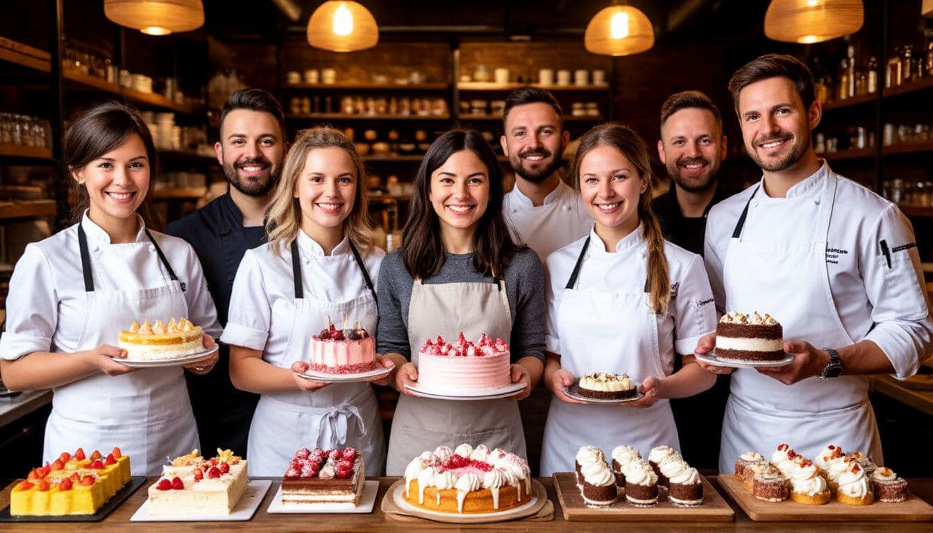 Витрина вкусных тортов